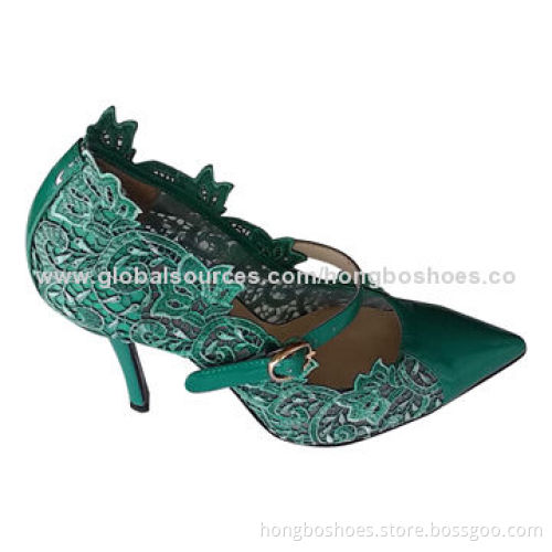 Dress-heeled sandals, pointed toe, leather outsole, sheep leather lining and insole